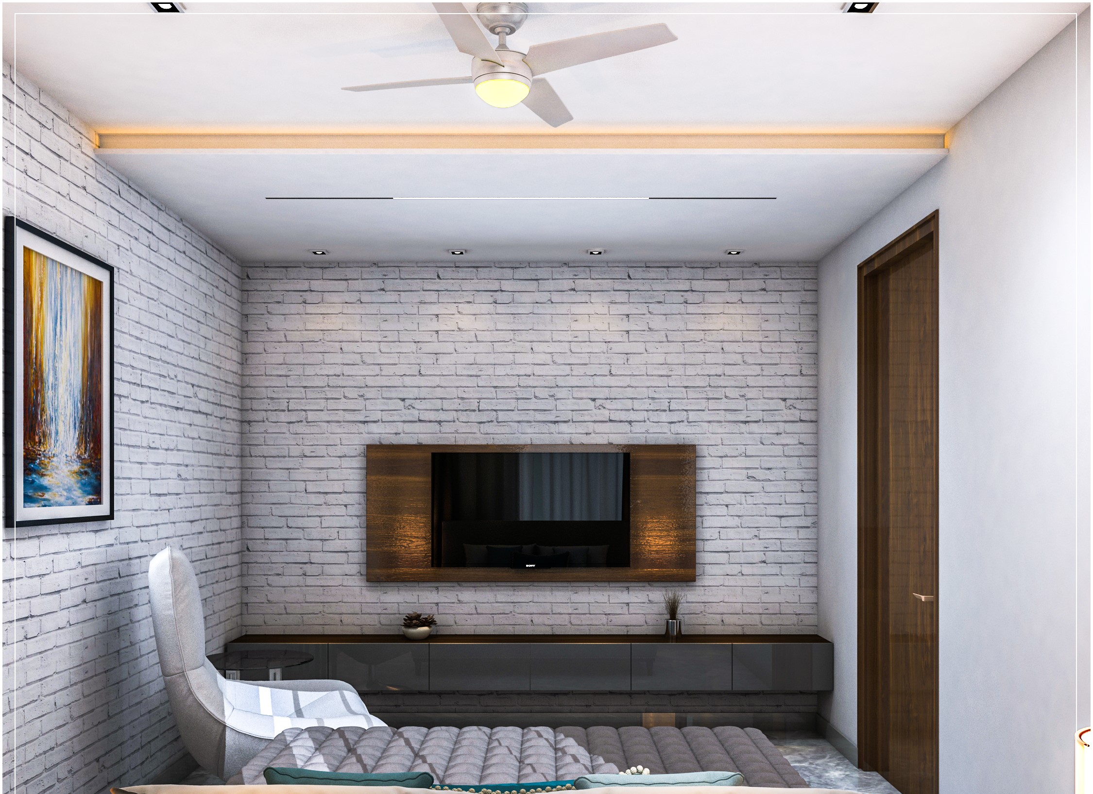 Master Bedroom — Brick Accent Wall
